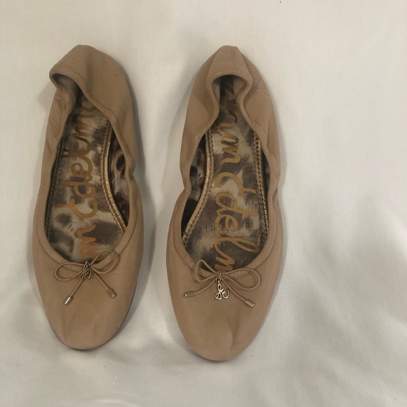 Sam Edelson Taupe Genuine Leather 8.5M Flat Shoes - Picture 2 of 5